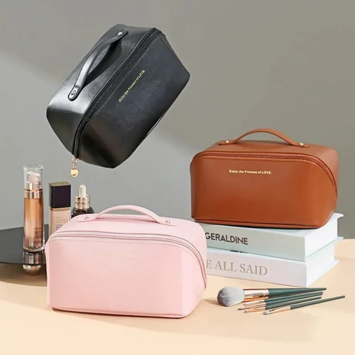 custom PU leather cosmetic makeup bag